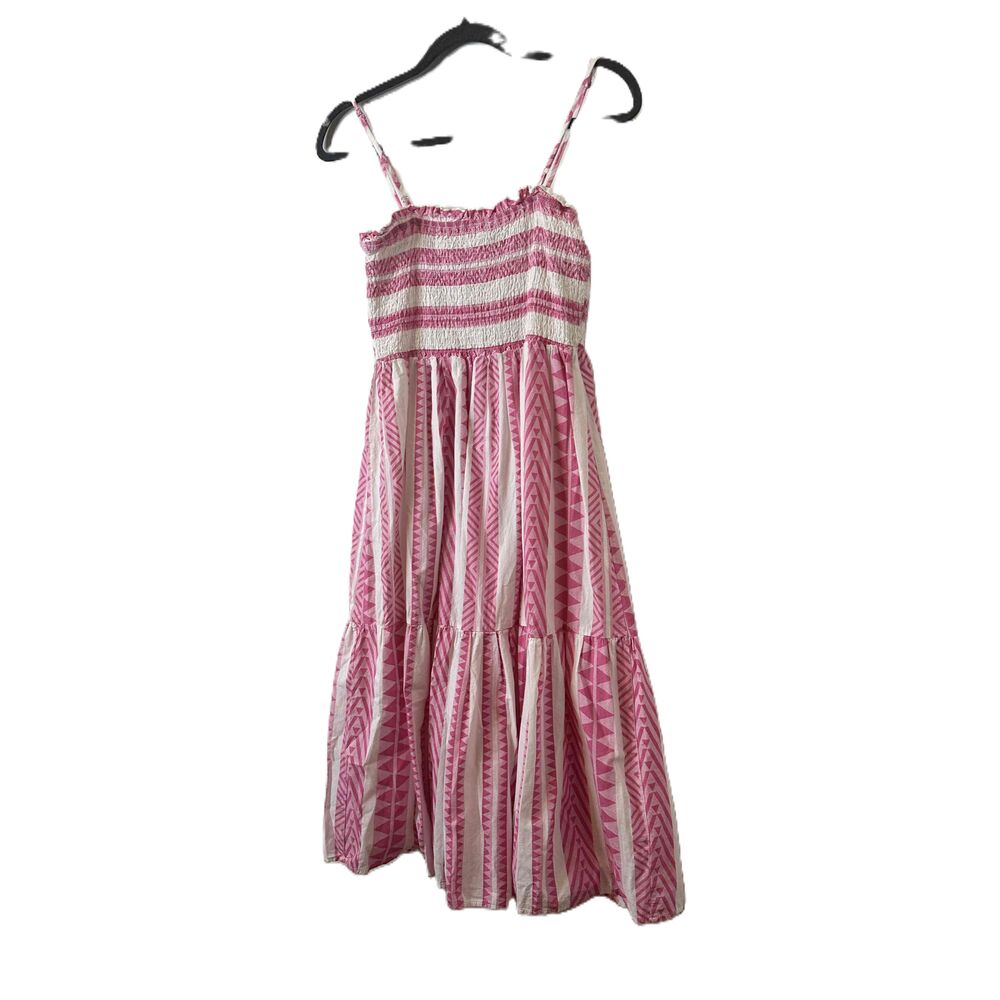 Umgee Strap Dress Women Size Medium Pink Striped Tiered Sleeveless Casual Summer - Picture 8 of 8